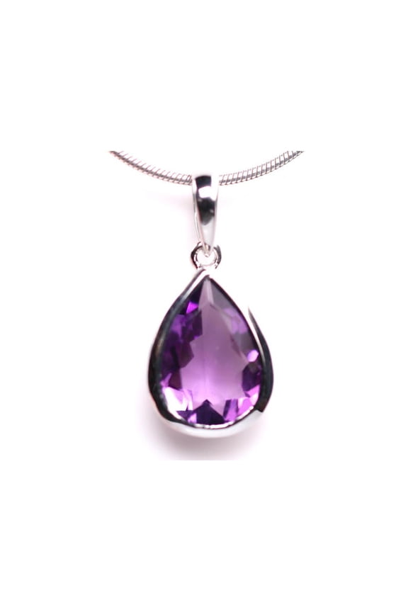 Natural Amethyst Pixel Cut Gemstone Pendant, Fantasy Cut Stone, 925 Sterling Silver, Solitaire Art Deco Pendant, Anniversary Gifts, #Sh725