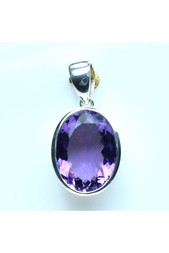 Natural Amethyst Pixel Cut Gemstone Pendant, Fantasy Cut Stone, 925 Sterling Silver, Solitaire Art Deco Pendant, Anniversary Gifts, #Sh727