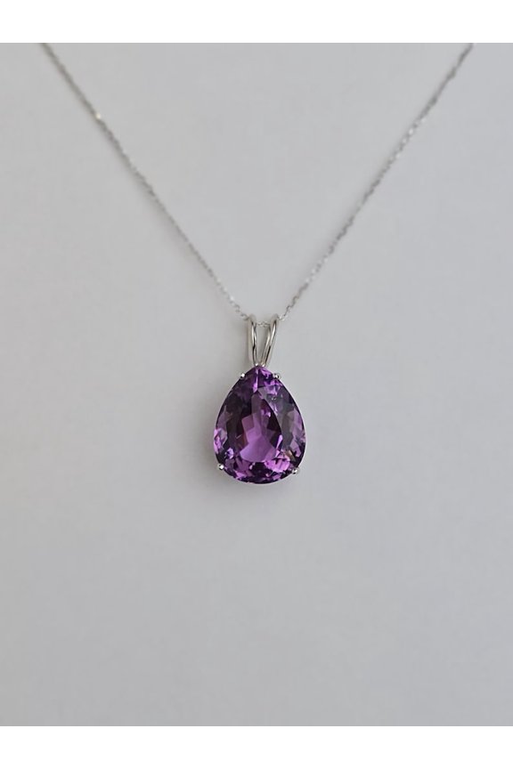 Natural Amethyst Pixel Cut Gemstone Pendant, Fantasy Cut Stone, 925 Sterling Silver, Solitaire Art Deco Pendant, Anniversary Gifts, #Sh731