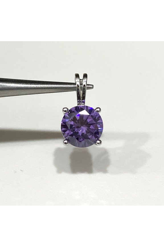 Natural Amethyst Pixel Cut Gemstone Pendant, Fantasy Cut Stone, 925 Sterling Silver, Solitaire Art Deco Pendant, Anniversary Gifts, #Sh734