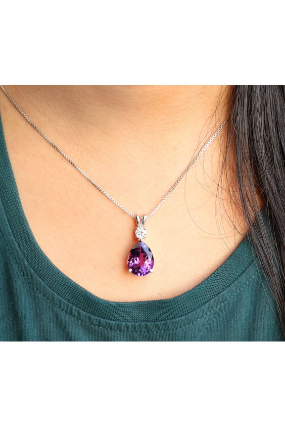 Natural Amethyst Pixel Cut Gemstone Pendant, Fantasy Cut Stone, 925 Sterling Silver, Solitaire Art Deco Pendant, Anniversary Gifts, #Sh735