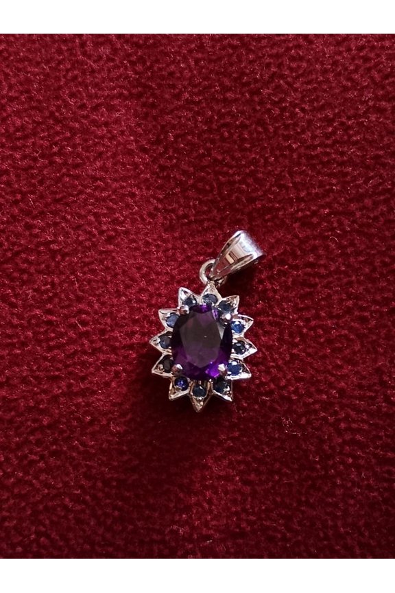 Natural Amethyst Pixel Cut Gemstone Pendant, Fantasy Cut Stone, 925 Sterling Silver, Solitaire Art Deco Pendant, Anniversary Gifts, #Sh739