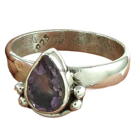 Natural Amethyst Purple Faceted Ring, Genuine 925 Sterling Silver, Womens Ethnic Ring, Handmade Band Ring, Engagement Rings, Promise Ring, Anniversary Gifts For Women, February Birthstone Size 7