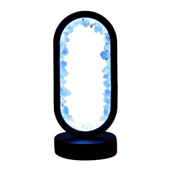 Natural Amethyst Quartz Flower Cluster Oval Night Light USB Powered Bedroom Bedside LED Lamp Atmosphere Light