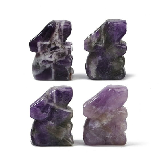 Natural Amethyst Rabbit Display Decorations Figurine Home Decoration Feng Shui Energy Stone Gift for Home Office Desktop Decoration 25.5~27.5x16.5~19.5x11.5~12.5mm