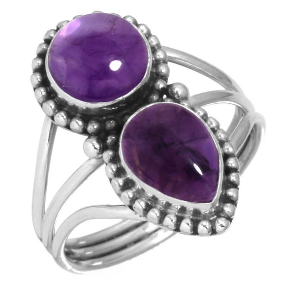 Natural Amethyst Ring 925 Sterling Silver Handmade Jewelry