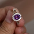 thumbnail image 1 of Natural Amethyst Ring 925 Sterling Silver Ring February Birthstone Ring Engagement Ring, 1 of 3