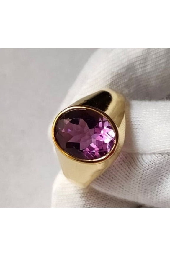 Natural Amethyst Ring Amethyst Gold Plated Ring Men's Ring Personalized Gift 925 Sterling Silver Gift For Men Statement Ring Gift For Her