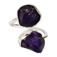 thumbnail image 1 of Natural Amethyst Ring, Raw Amethyst Gemstone Ring, Feb Birthstone, Double Stone, 925 Sterling Silver, Womens Ring, Christmas, Thanksgiving, Handmade, Statement Jewelry, Rough Adjustable Jewelry, 1 of 6