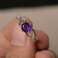 thumbnail image 1 of Natural Amethyst Rings Round Cut Purple Stone Rings Sterling Silver Ring February Birthstone Rings Solitaire Ring, 1 of 3