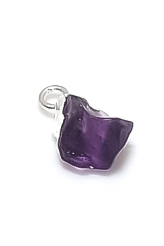 Natural Amethyst Rough Gemstone 925 Sterling Silver Jewelry Pendant 0.59"
