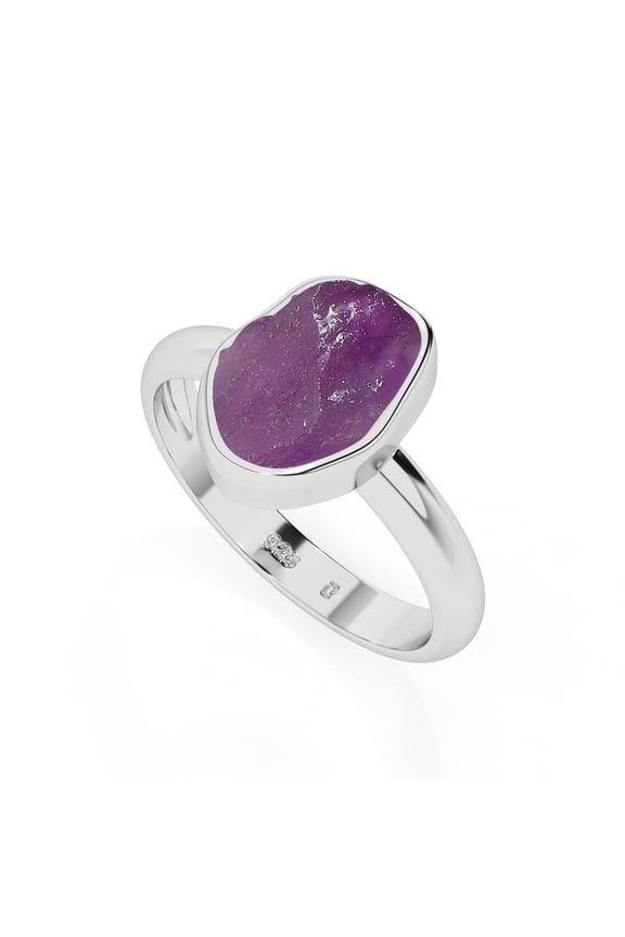 Natural Amethyst Rough Shape Rings in Sterling Silver for Women, February Birthstone Jewelry for Her Birthday, Wedding Anniversary, Christmas, Mothers Day