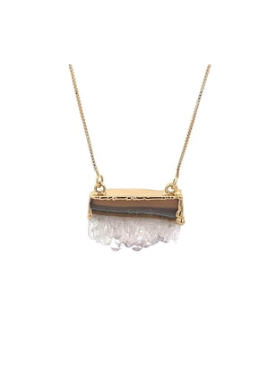 Natural Amethyst Slice Box Chain Necklace (H265)