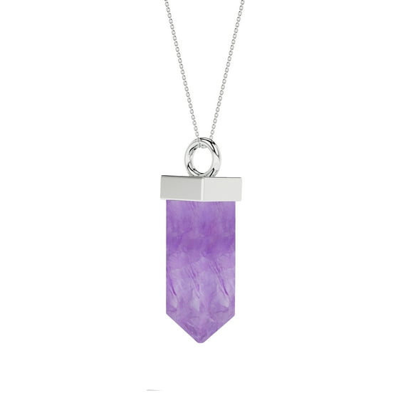 Natural Amethyst Square Shape Pendant Necklace in Sterling Silver for Women with 18-inch Adj. Chain, February Birthstone Jewelry for Her Birthday, Wedding Anniversary, Christmas, Mothers Day