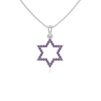 Natural Amethyst Star of David Pendant Necklaces for Women in Sterling Silver, February Birthstone Jewelry Gifts for Her Birthday, Wedding Anniversary, Graduation, Mothers Day,Christmas, Valentines
