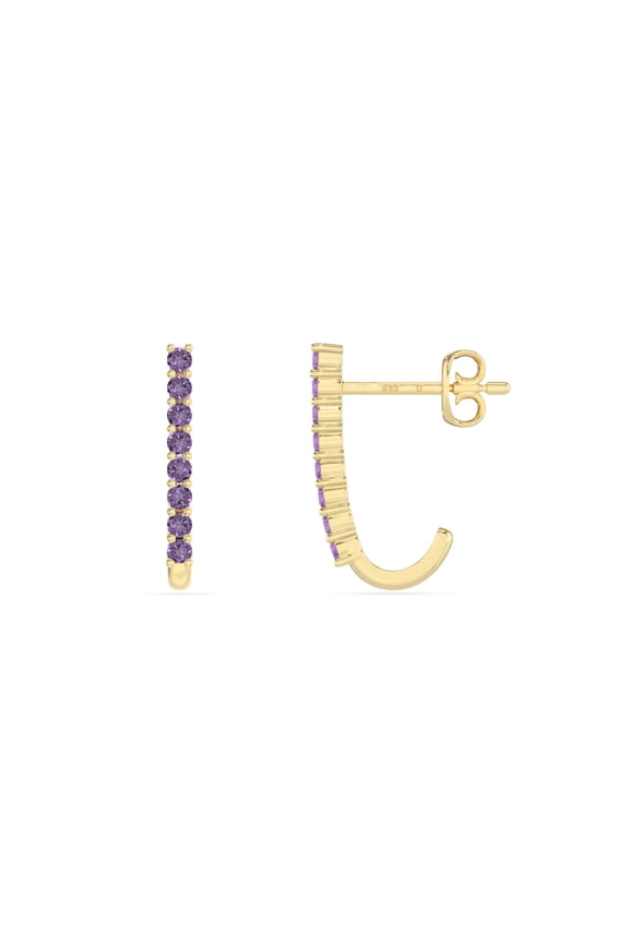 Natural Amethyst Stud Earrings for Women in 18K Yellow Gold Vermeil, February Birthstone Jewelry Gifts for Her Birthday, Wedding Anniversary, Mothers Day, Christmas, Graduation, Valentines