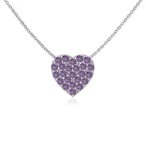 Natural Amethyst Studded Heart Pendant Necklaces for Women in Sterling Silver, February Birthstone Jewelry Gifts for Her Birthday, Wedding Anniversary, Graduation, Mothers Day,Christmas, Valentines