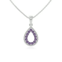 Natural Amethyst Teardrop Pendant Necklaces for Women in Sterling Silver, February Birthstone Jewelry Gifts for Her Birthday, Wedding Anniversary, Graduation, Christmas, Mothers Day, Valentines