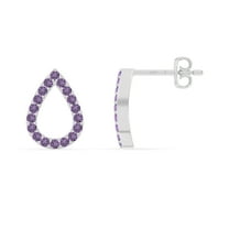 Natural Amethyst Teardrop Stud Earrings for Women in Sterling Silver, February Birthstone Jewelry Gifts for Her Birthday, Wedding Anniversary, Party, Mothers Day, Christmas, Graduation, Valentines