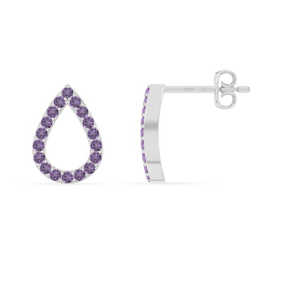Natural Amethyst Teardrop Stud Earrings for Women in Sterling Silver, February Birthstone Jewelry Gifts for Her Birthday, Wedding Anniversary, Party, Mothers Day, Christmas, Graduation, Valentines