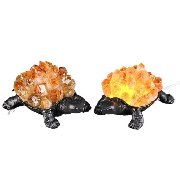 Natural Amethyst Turtle Night Lamp Crystal Geode Turtle with LED Light, Spiritual Healing Night Light for Home Decor