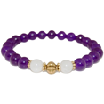 thumbnail image 1 of Natural Amethyst & White Jade 8mm Round Shape Smooth Cut Beads Stretchable Bracelet for Men & Women., 1 of 3