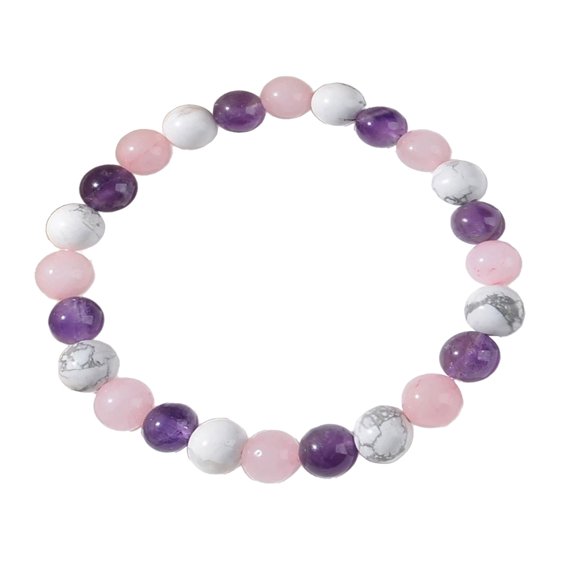 Natural Amethyst and White Turquoise Stone Elegant Design Adjustable Stone Texture Suitable for Women