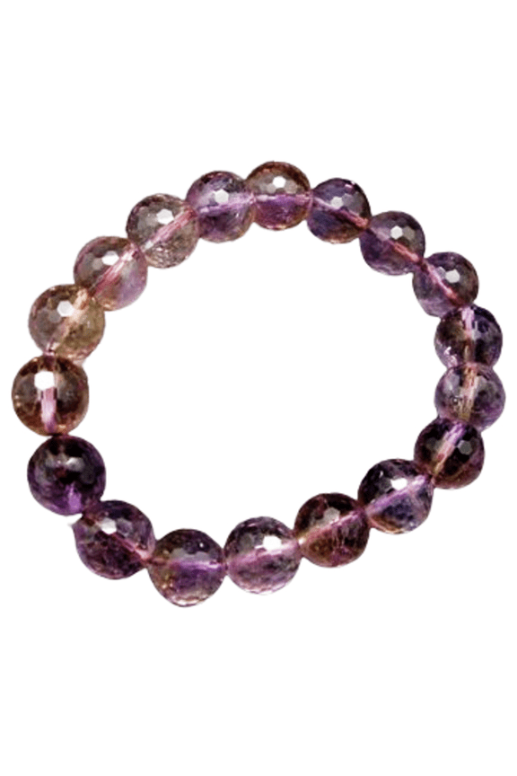 Natural Ametrine 12mm Round Shape Faceted Cut Beads Stretchable Bracelet for Men & Women.