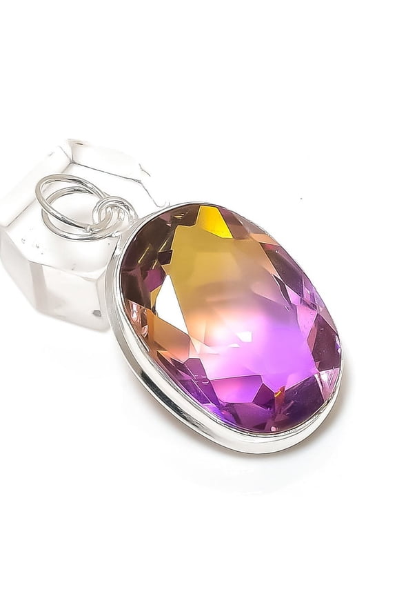 Natural Ametrine Rough Gemstone 925 Sterling Silver Jewelry Pendant 1.89"