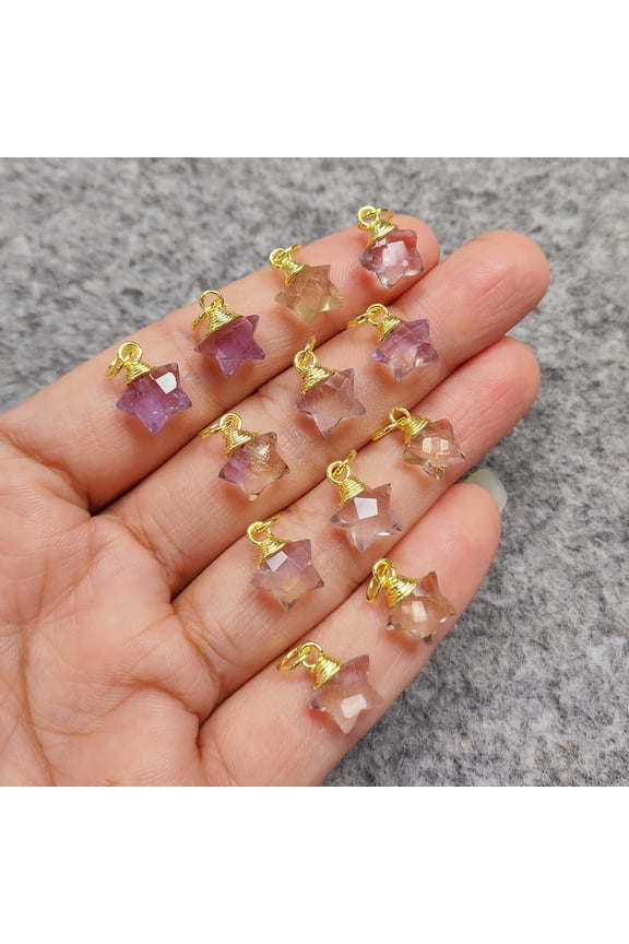 Natural Ametrine Star Pendant, Chakra Balancing Crystal Pendant, Handmade Bohemian Jewelry, Gift