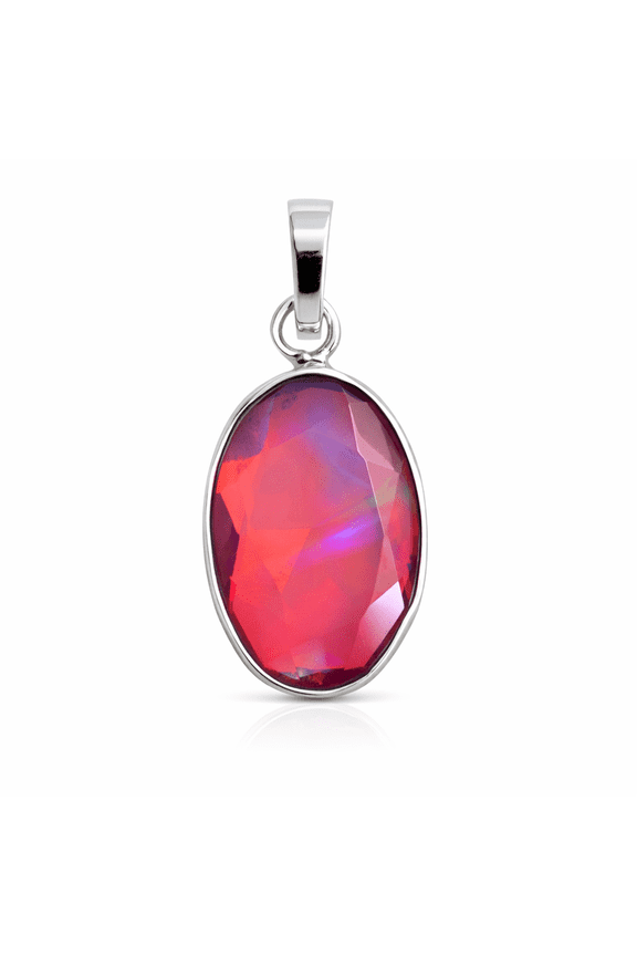 Natural Ammolite 19 Ct CERTIFIED Oval 925 Sterling Silver Gems Pendant Jewelry