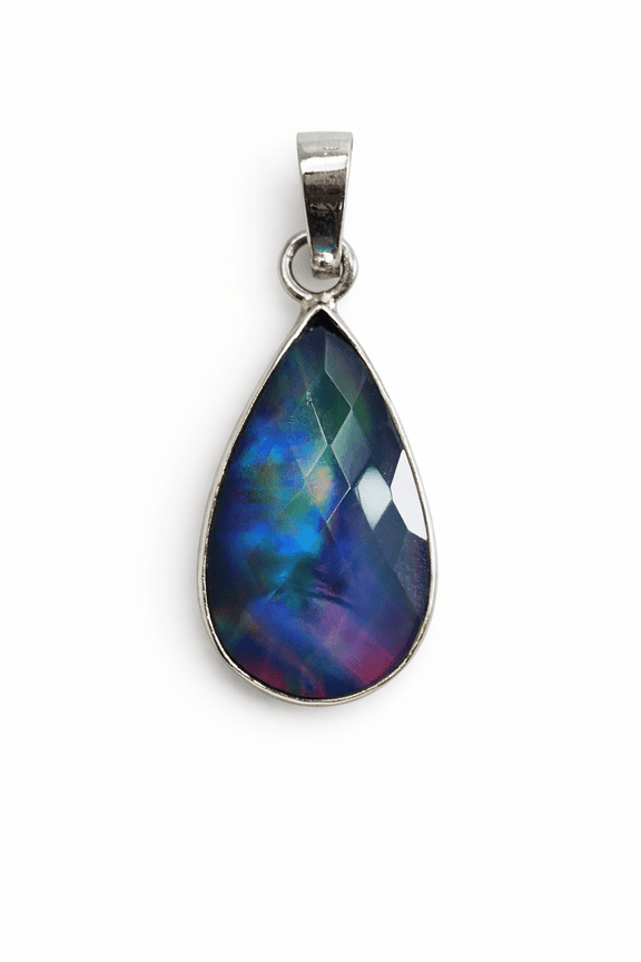 Natural Ammolite Pear 20 Ct CERTIFIED 925 Sterling Silver Gems Pendant For Gift
