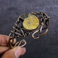 thumbnail image 1 of Natural Ammonite Fossil Gemstone Copper Wire Wrap Cuff Bangle Adjustable, 1 of 4