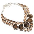 thumbnail image 1 of Natural Ammonite Fossil,Morganite Gemstone 925 Sterling Silver Necklace 18", 1 of 2