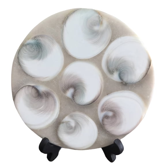 Natural Ammonite Shell Jurassic Fossil Disc with Stand Set, Feng Shui Decor Conch Half Cut Slice Mineral Specimen Ornament for Home