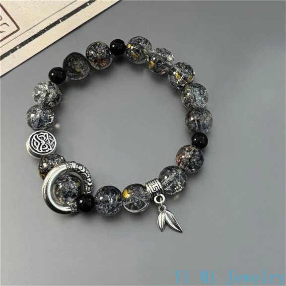 Natural Ancient Style Coloured Glaze Cracked Ice Running Ring Beaded Bracelet Exquisite High-grade Couple Luxury Fashion Jewelry