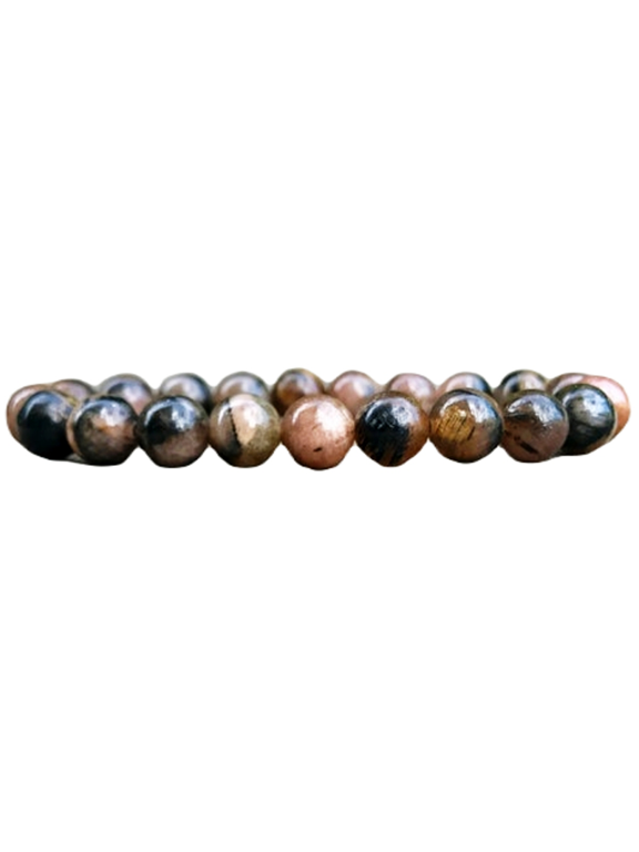 Natural Andalusite 8mm Round Shape Smooth Cut Beads Stretchable Bracelet for Men & Women.