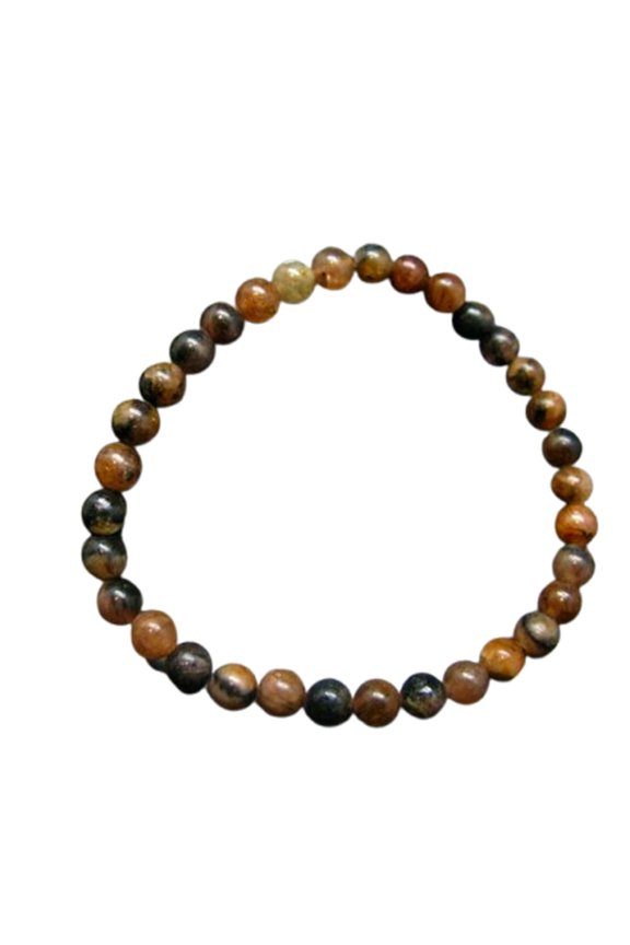 Natural Andalusite Chiastolite 6mm Round Shape Smooth Cut Beads Stretchable Bracelet For Men & Women. Unisex Bracelet