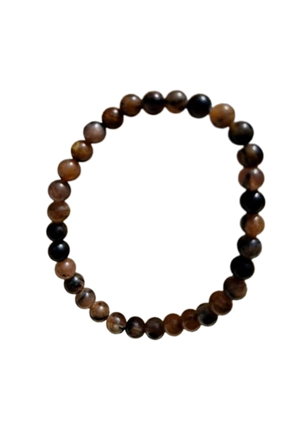 Natural Andalusite Chiastolite 6mm Round Shape Smooth Cut Beads Stretchable Bracelet For Men & Women. Unisex Bracelet