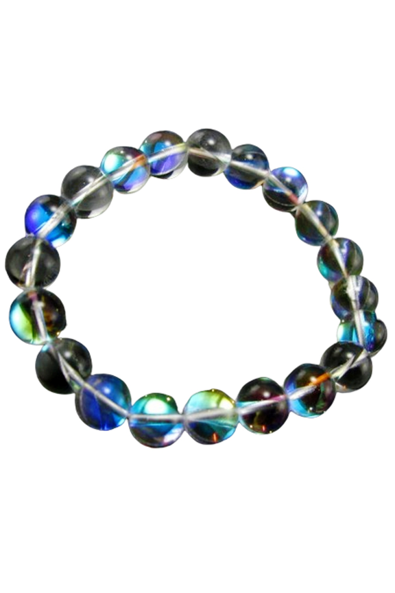 Natural Angel Aura Quartz 10mm Round Shape Smooth Cut Beads Stretchable Bracelet for Men & Women.