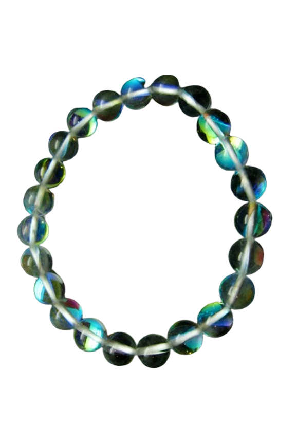 Natural Angel Aura Quartz 8mm Round Shape Smooth Cut Beads Stretchable Bracelet for Men & Women.