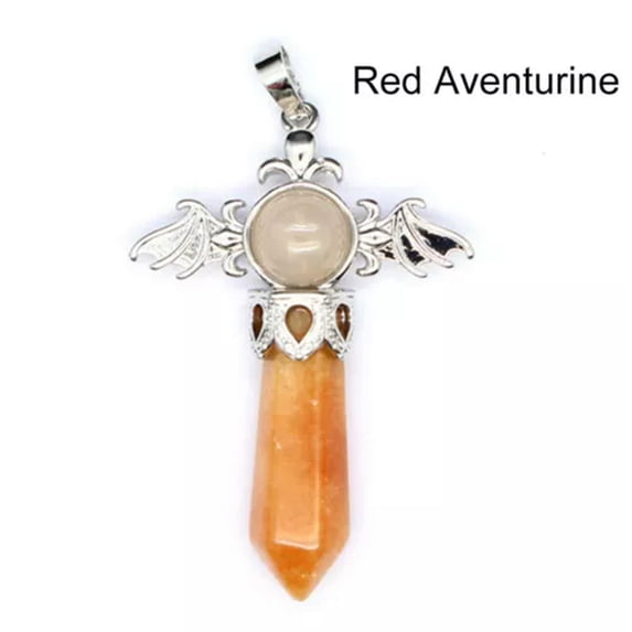 Natural Angel Wing Crystal Point Hexagonal Column Pendant Bead Stone Healing New