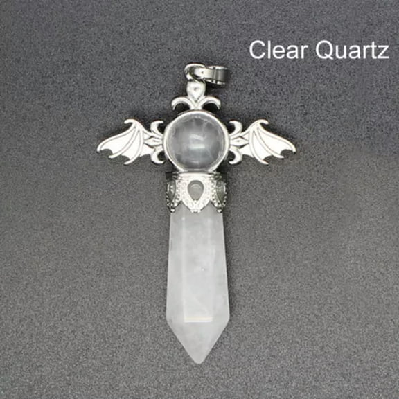 Natural Angel Wing Crystal Point Hexagonal Column Pendant Bead Stone Healing New