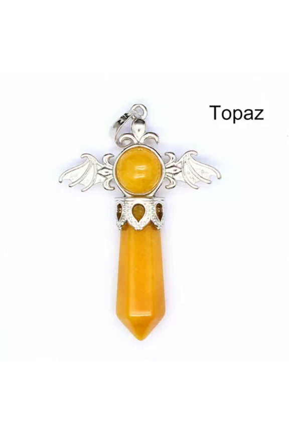 Natural Angel Wing Crystal Point Hexagonal Column Pendant Bead Stone Healing New