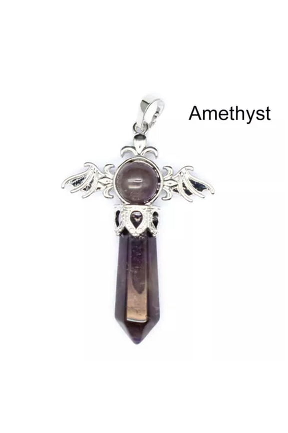 Natural Angel Wing Crystal Point Hexagonal Column Pendant Bead Stone Healing New