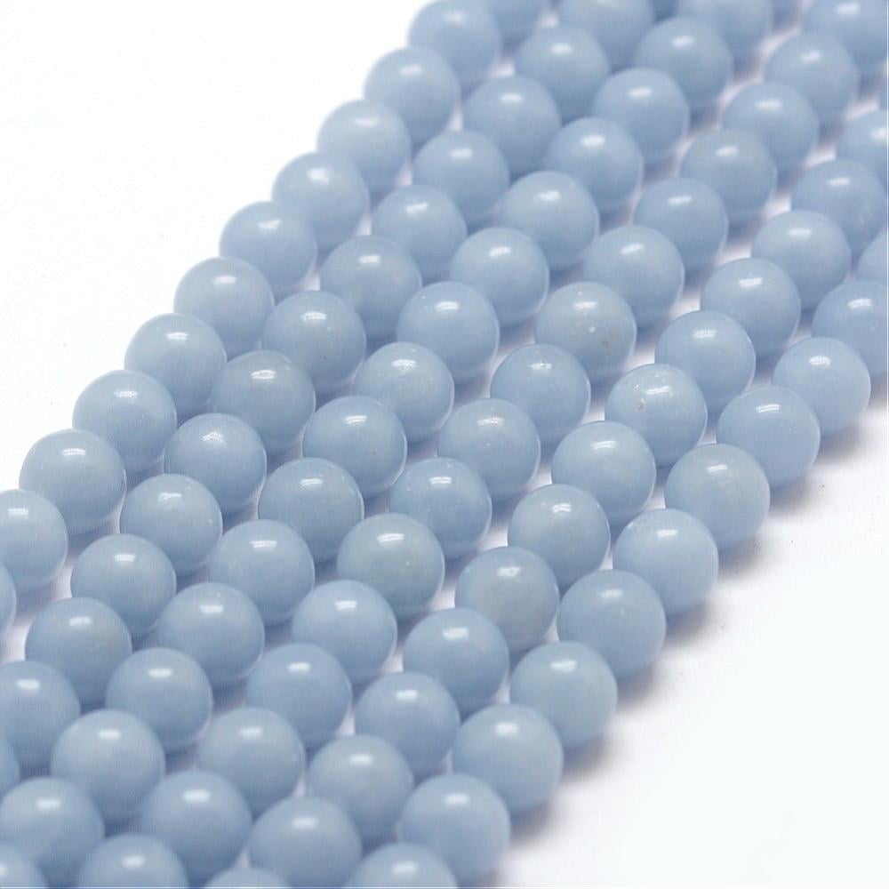 Natural Angelite Beads Strands Anhydrite Beads Round Light Steel Blue 6mm Hole: 1mm about 65pcs/strand 15.7 inch