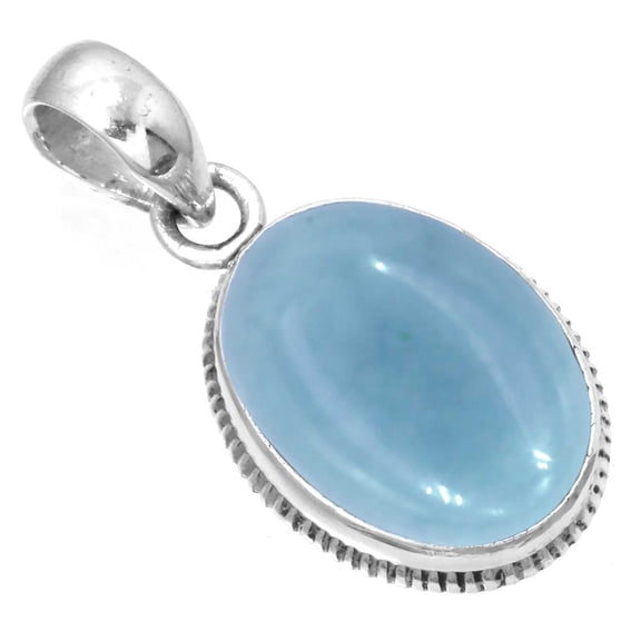 Natural Angelite Pendant 925 Sterling Silver Handmade Jewelry