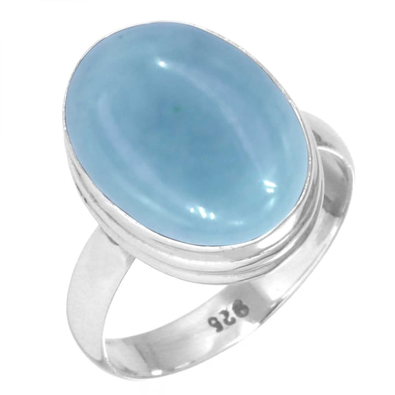 Natural Angelite Ring 925 Sterling Silver Handmade Jewelry