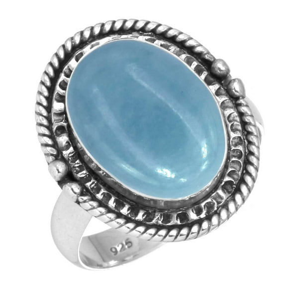 Natural Angelite Ring 925 Sterling Silver Handmade Jewelry