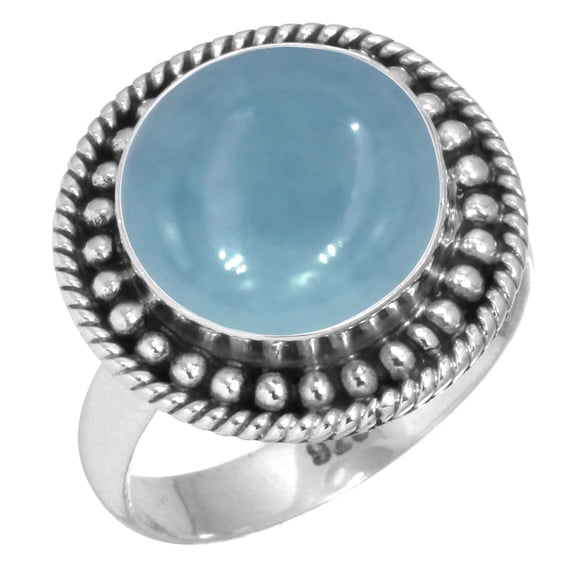Natural Angelite Ring 925 Sterling Silver Handmade Jewelry
